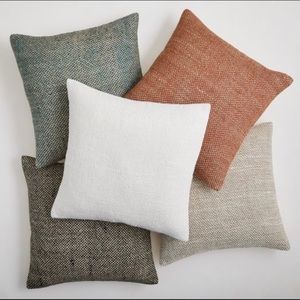 Two tone chunky linen pillow cover white